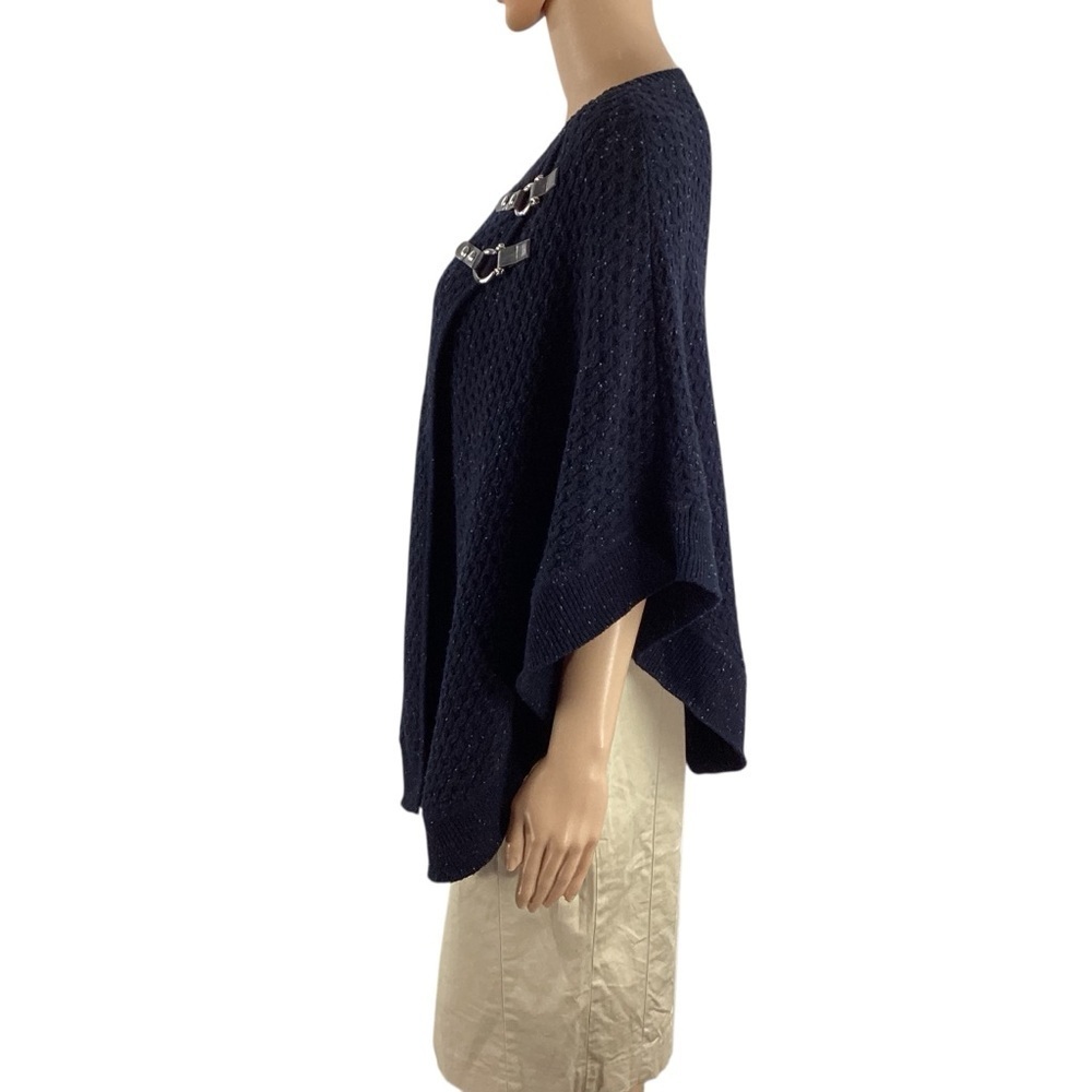 Talbots Navy Wool Blend Knit Poncho Sweater XS - Picture 4 of 6